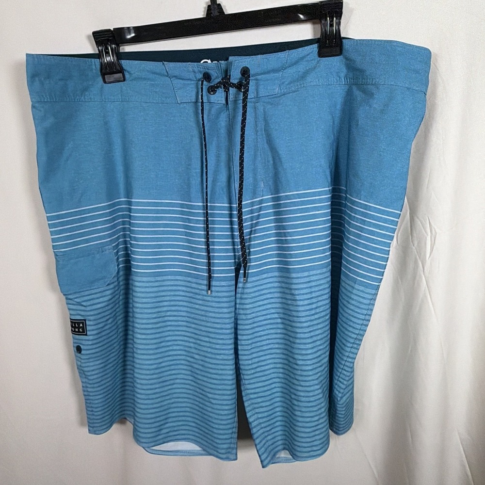 Billabong Mens Boardshorts 38 Blue Striped Surf Swim Drawstring Shorts